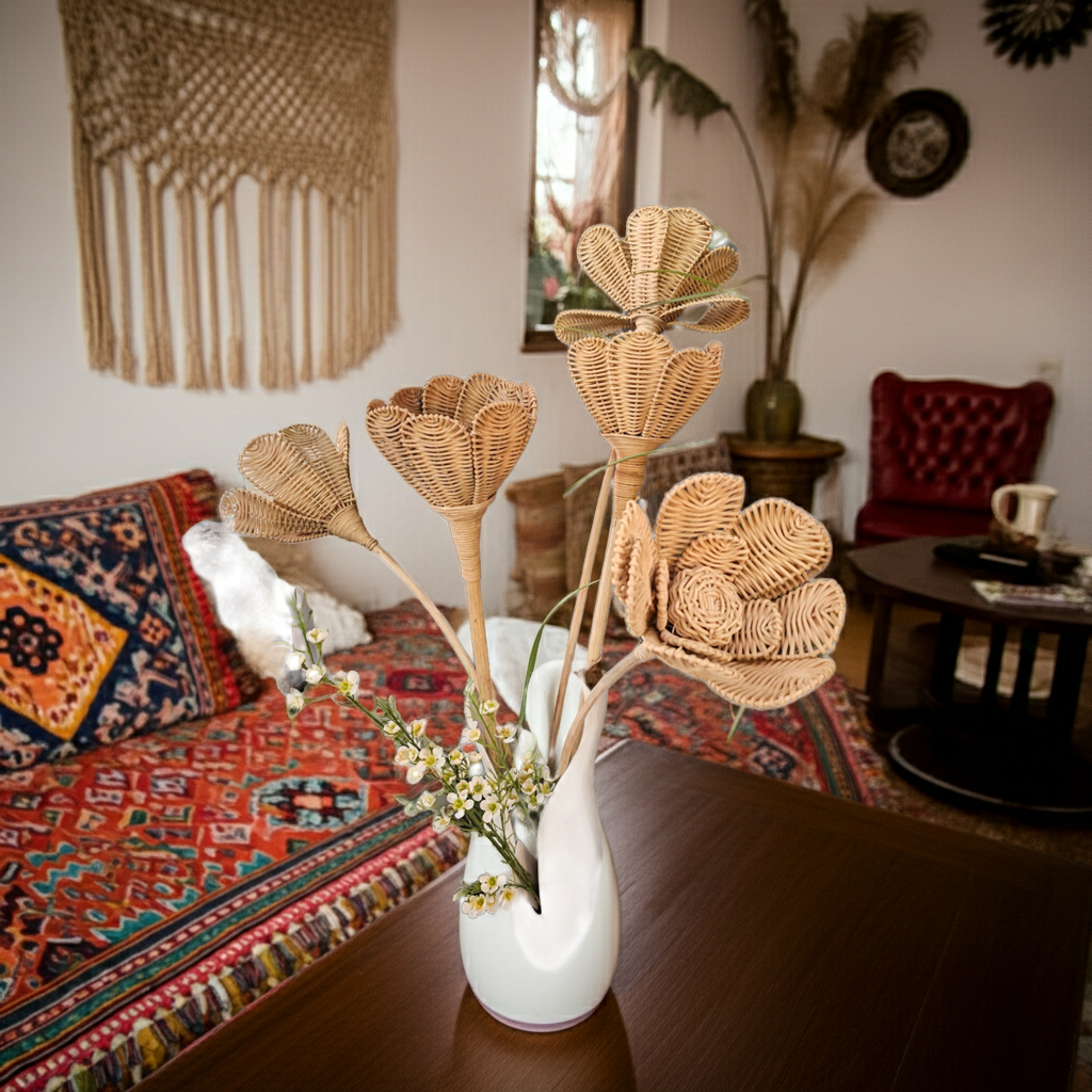 Rattan flower on stick
