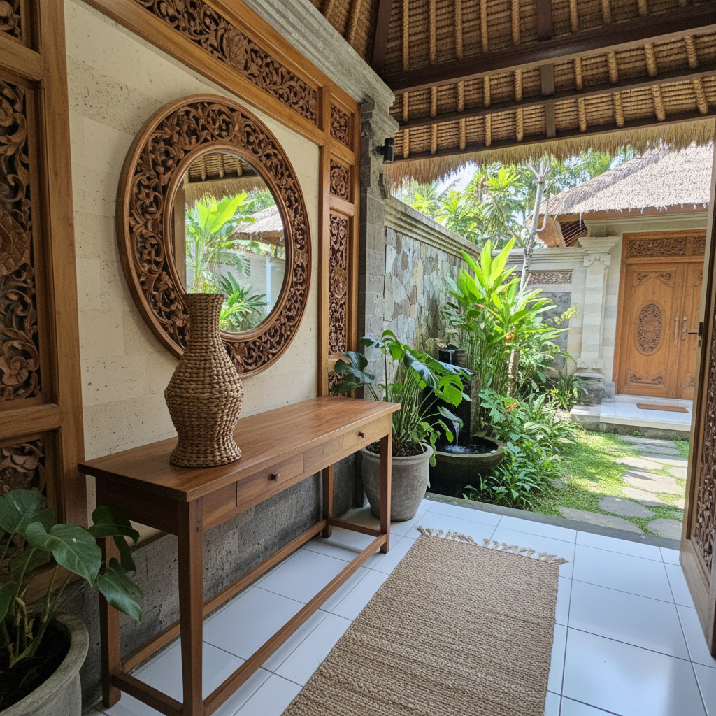 Woven Water Hyacinth Floor Vase Model Bunaken