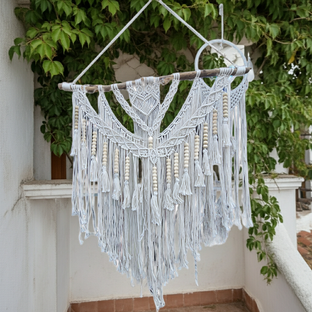 Tree Branch Macrame Macrame 80cm on a tree branch. Model Manik – HomeDecoBali - Handmade ...