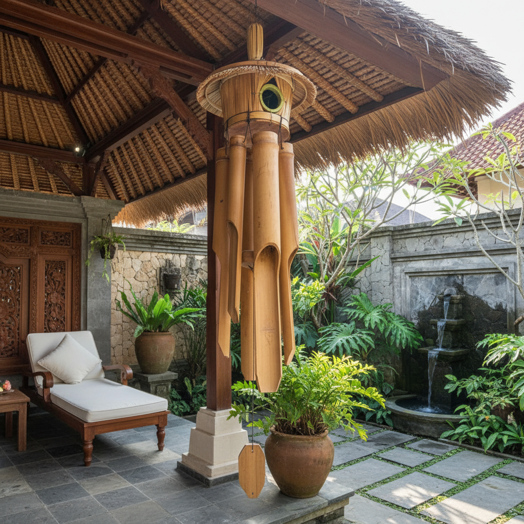 Modelo de decoración para casa de pájaros con campanillas de viento de bambú Yenwaupnor