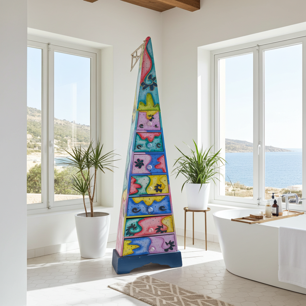 Cómoda piramidal multicolorida