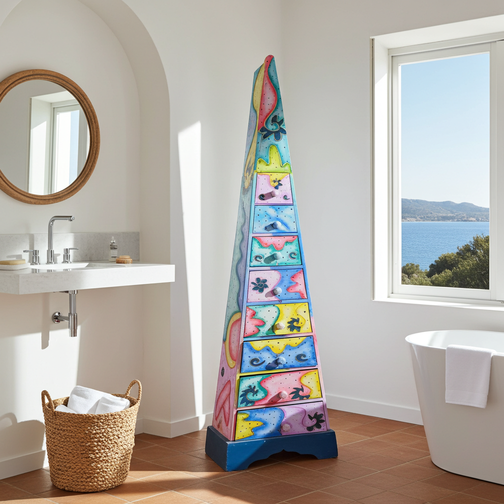 Cómoda piramidal multicolorida