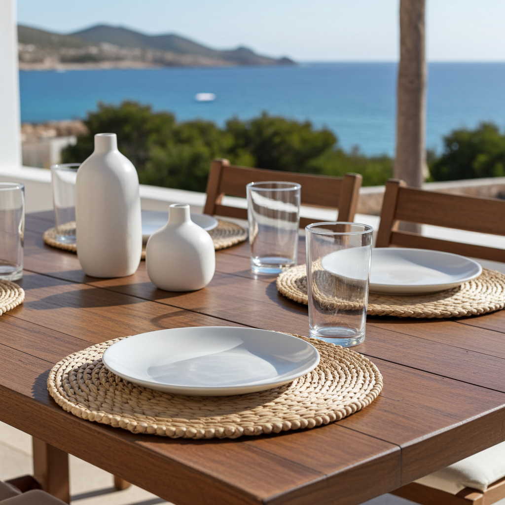 Round woven natural fiber placemat. Model Mendony