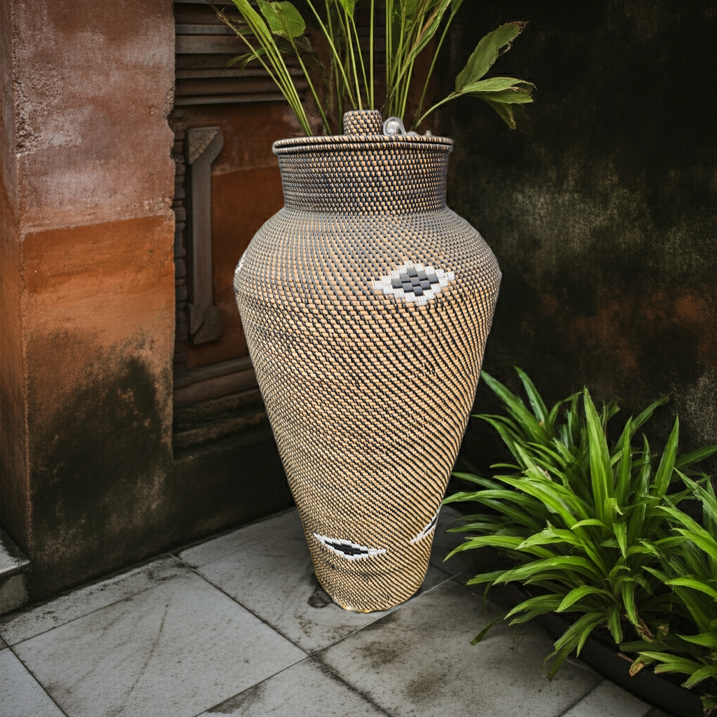 Big rattan vase brown 120cm Model Utjah