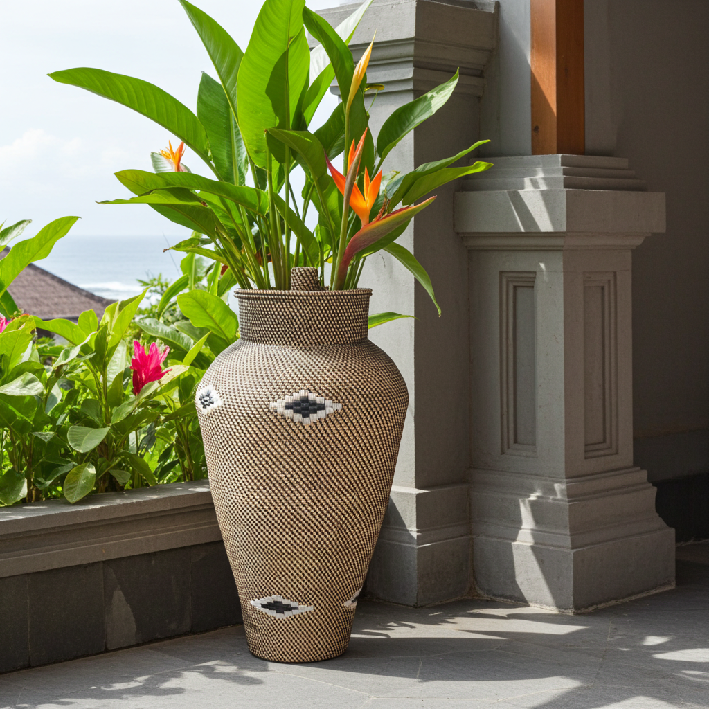 Big rattan vase brown 120cm Model Utjah