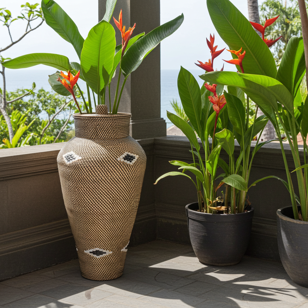 Big rattan vase brown 120cm Model Utjah