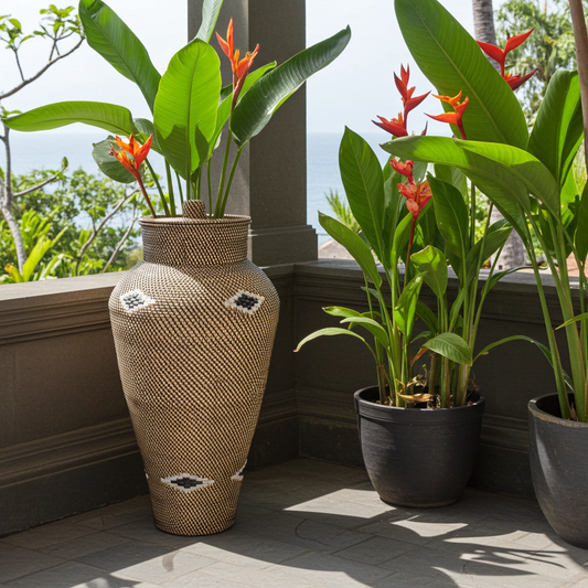 Big rattan vase brown 120cm Model Utjah