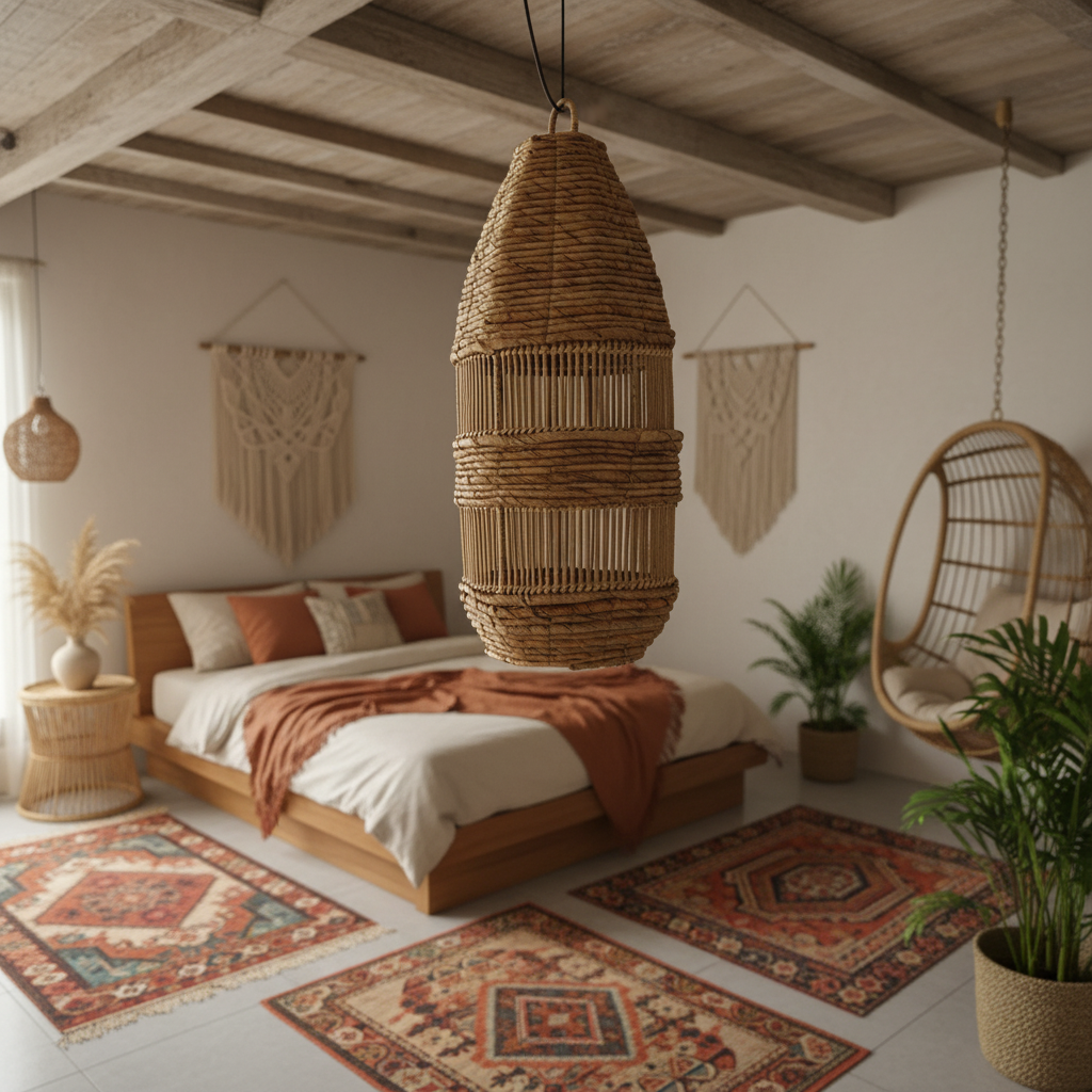 Rattan Banana Leaf Pendant Lamp Model Petong