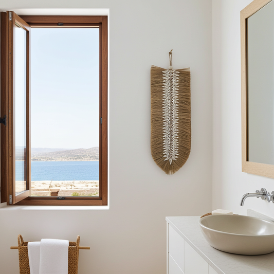 Seagrass wall deco tassels with shell accents