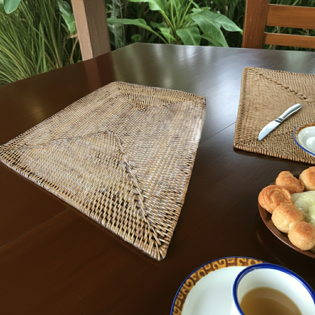 Rectangular rattan placemat