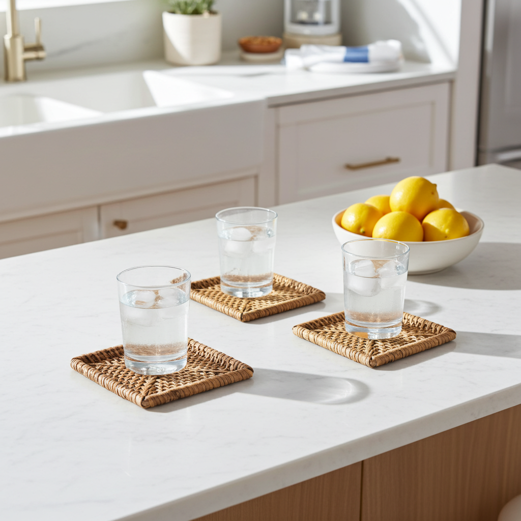 Square rattan coaster