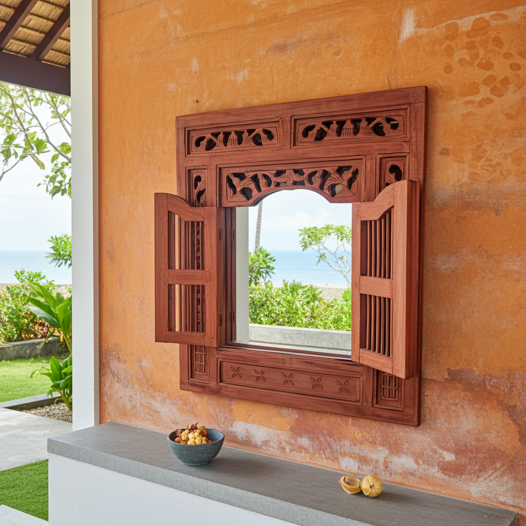 Espejo balinés hecho a mano Modelo Praya, Tres colores