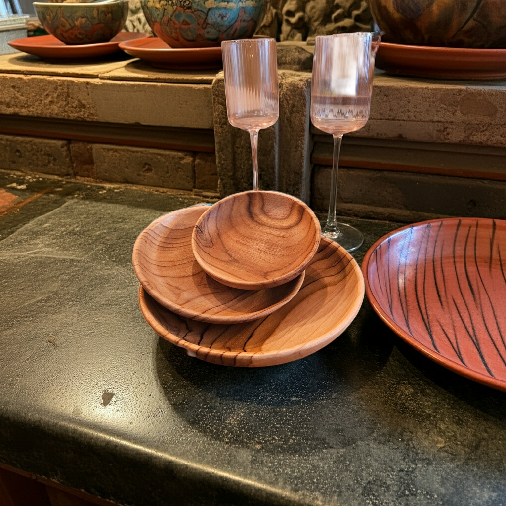 Set of 3 wooden plates