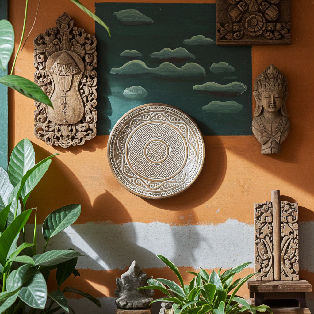 Hand-carved wooden decorative 40cm plate. Model Rende