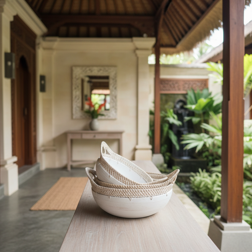 Woven Rim Nesting Bowl Set Model Gili Sulat