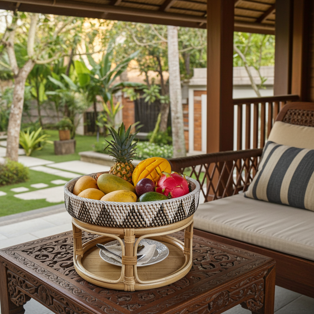 Raised bamboo tray table