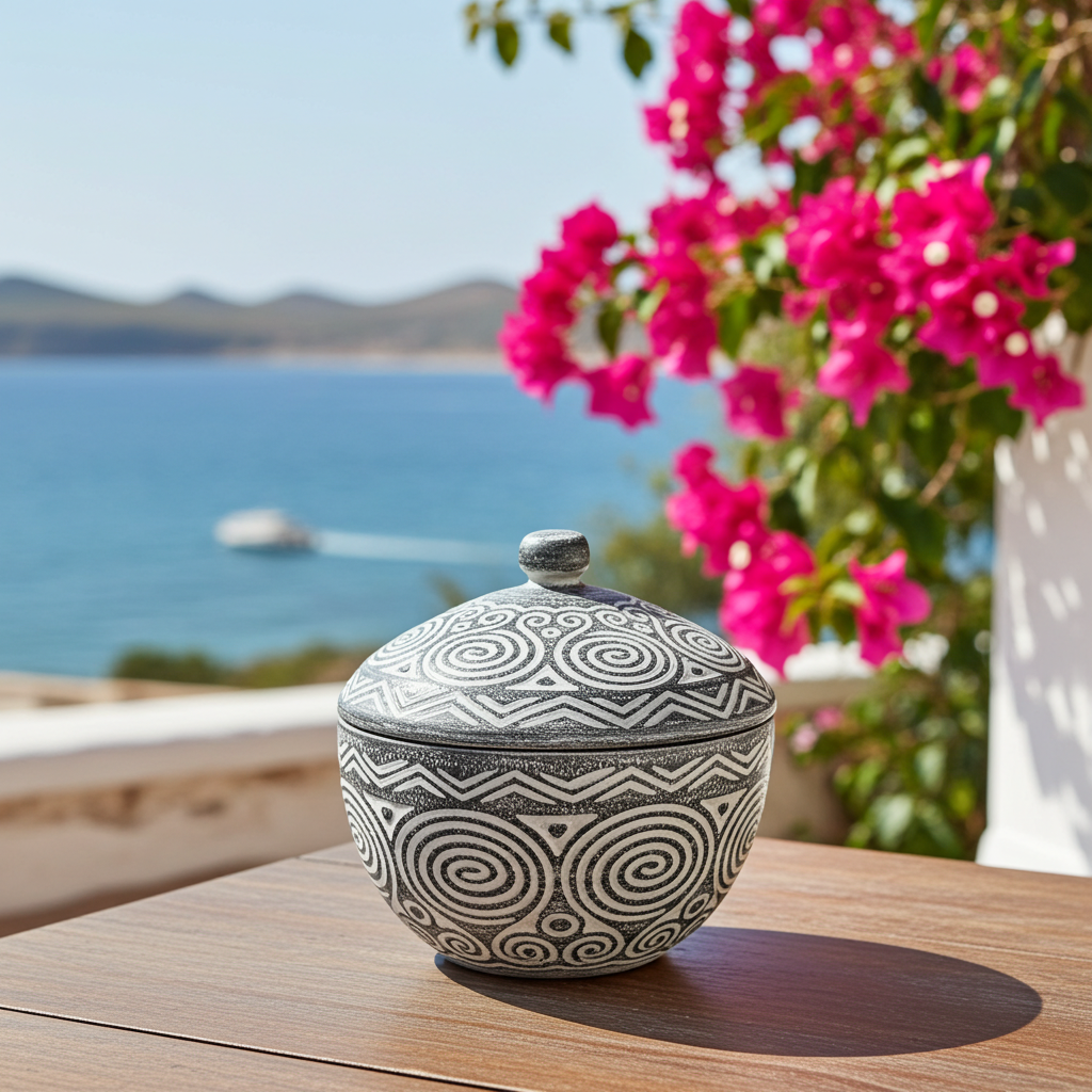 Jarro de madeira indonésio esculpido à mão. Modelo Tarun.