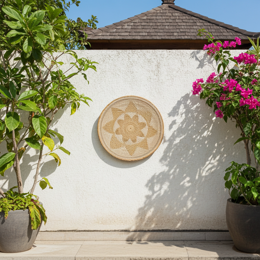 Prato decorativo de parede em rattan, 60 cm. Modelo Menteng.