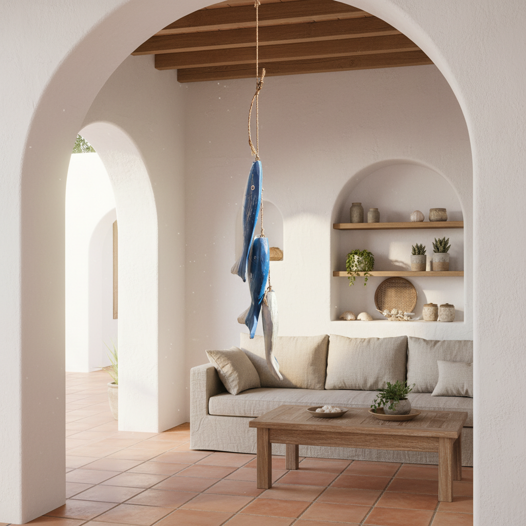 Hanging Wooden Fish Mobile Decoration Model Auki
