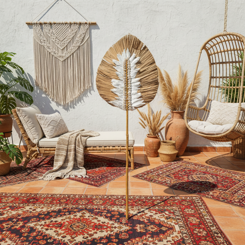 Dried Palm Feather Fan Decoration Model Siau