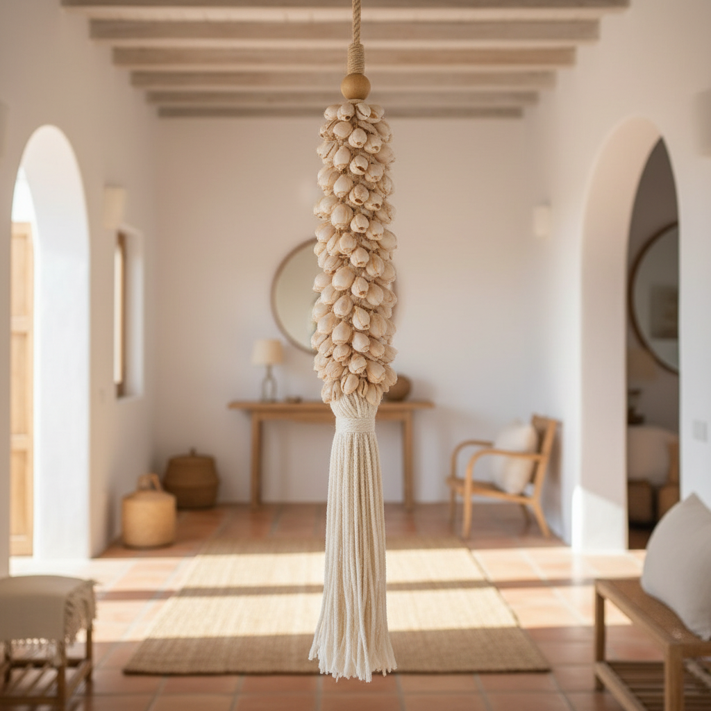 Candeeiro Suspenso Borla Conchas Modelo Bidadari