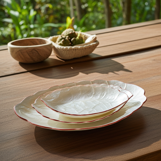 Three nesting capiz shell dishes