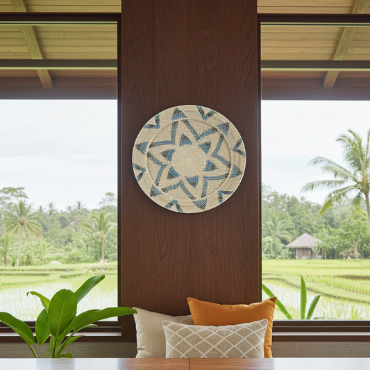 Prato decorativo de parede em rattan, 80 cm. Modelo Ende.