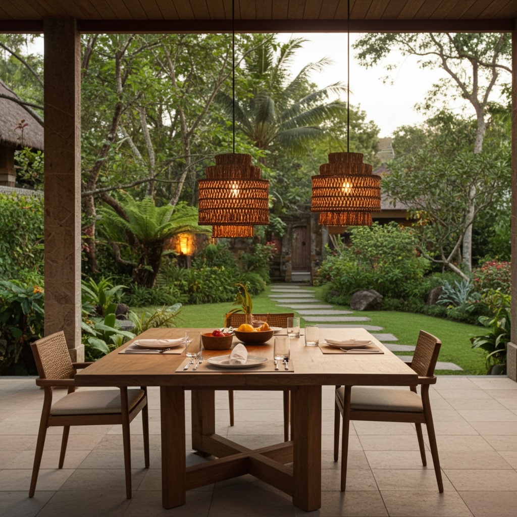 Candeeiro suspenso em folha de bananeira Modelo Ancol