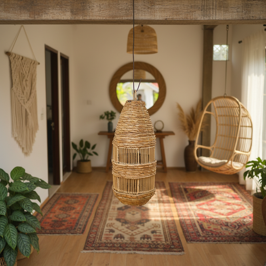 Rattan Banana Leaf Pendant Lamp Model Petong