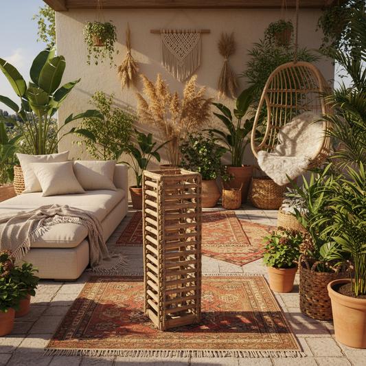 Tall Slatted Rattan Floor Vase Model Auki Besar
