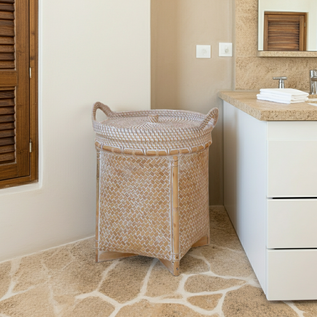 Bamboo basket with lid. Model Nadem