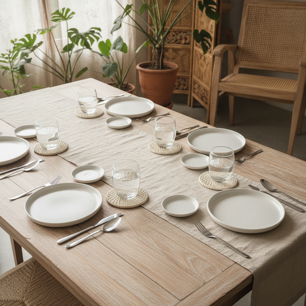 Conjunto de Bases para Copos de Rattan Tecido com Suporte Modelo Pef
