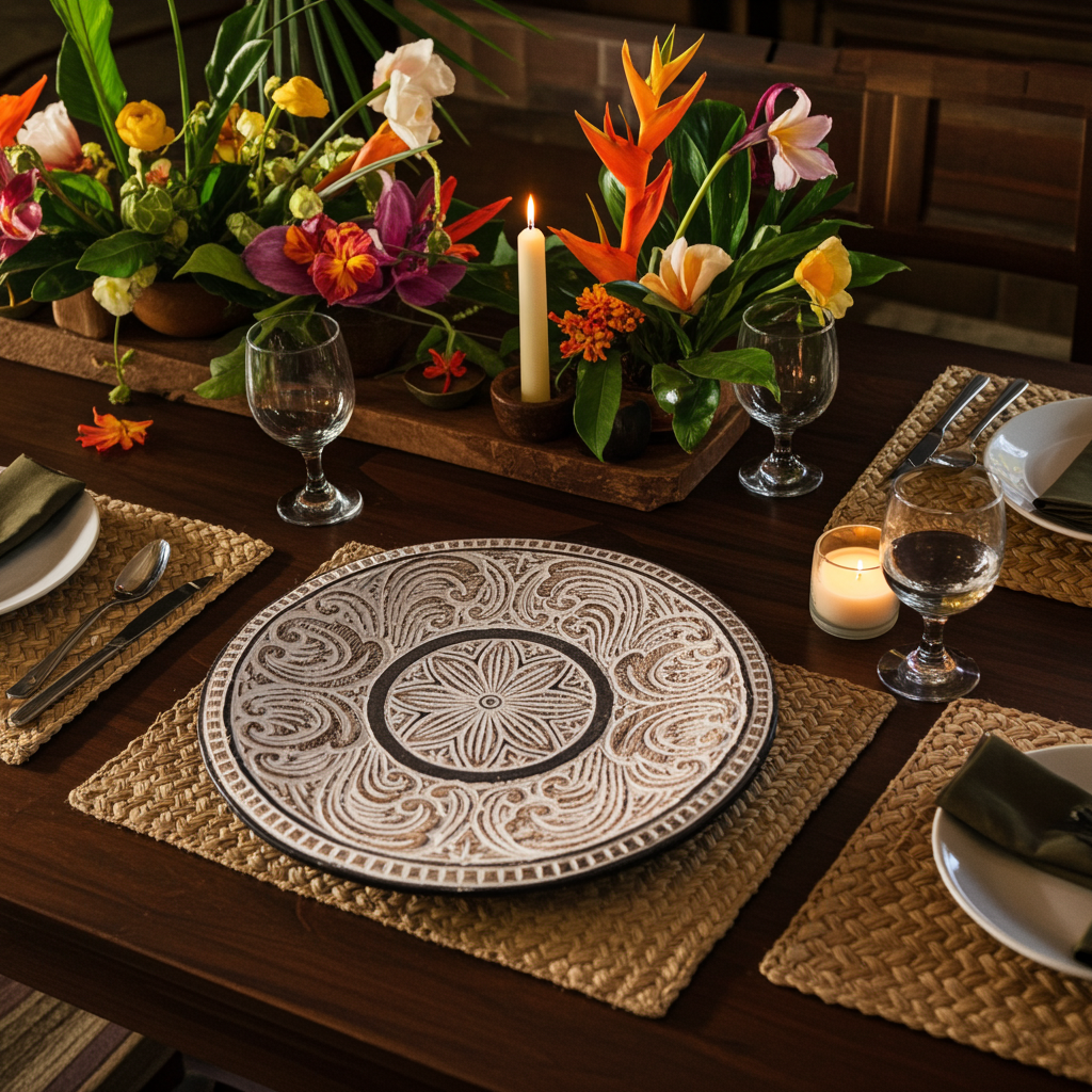 Handcarved Timor plate. Model Giri