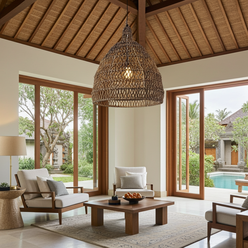 Rattan hanglamp 50cm. Model Corong