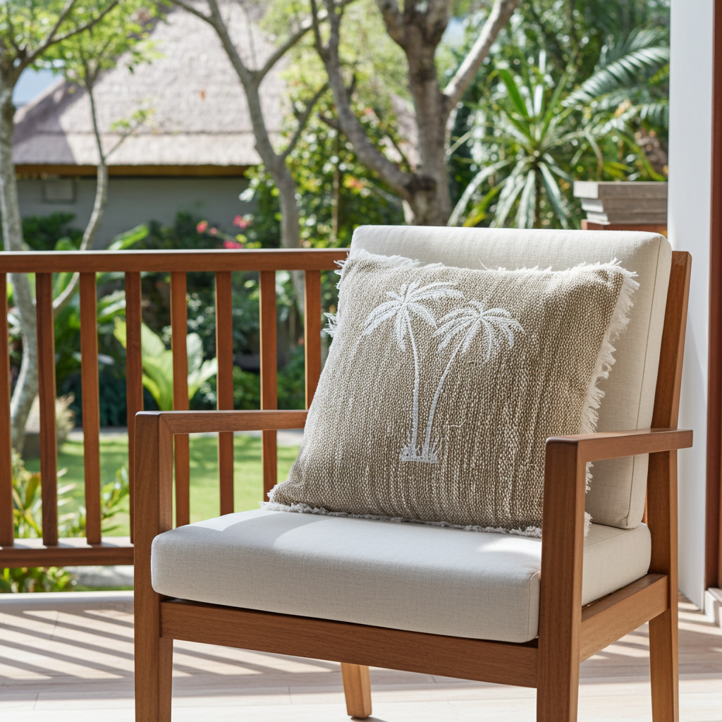 Pillowcover Double White Palm design  40x40