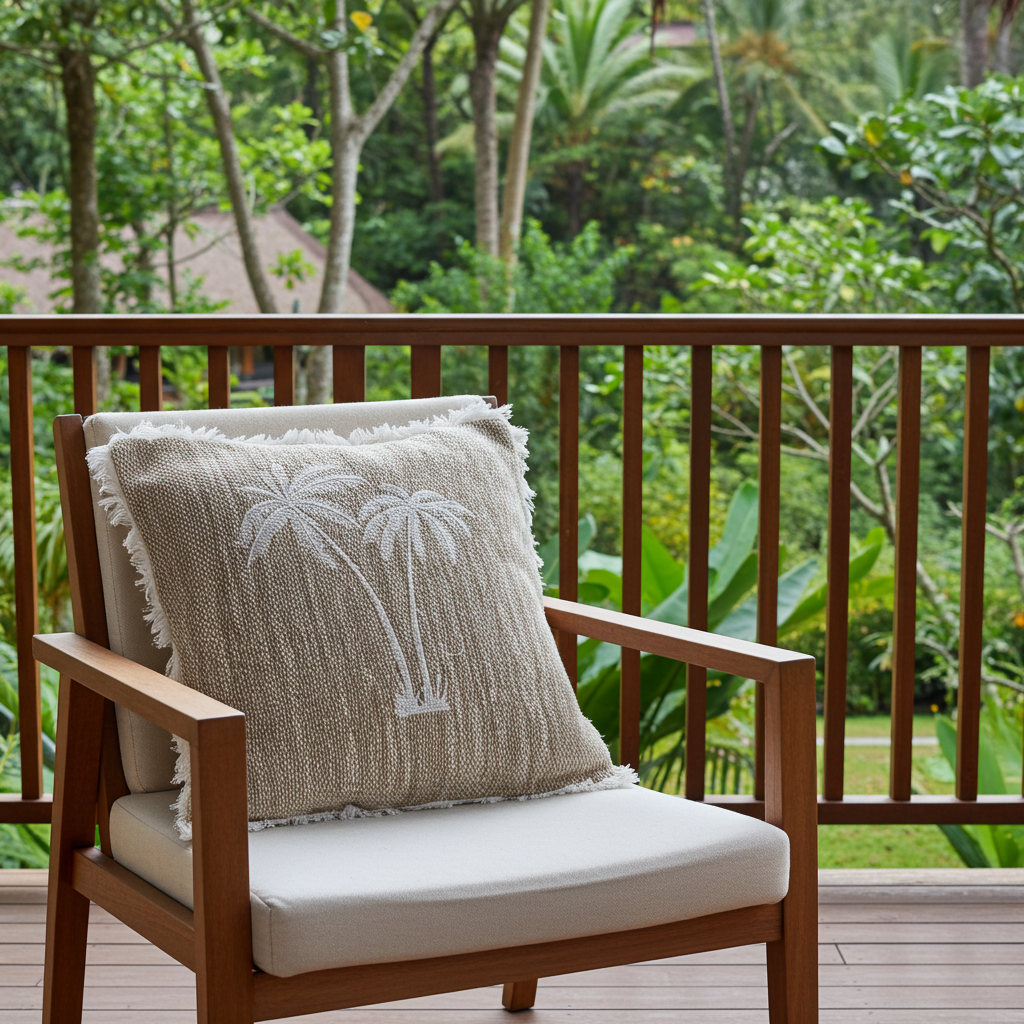 Pillowcover Double White Palm design  40x40