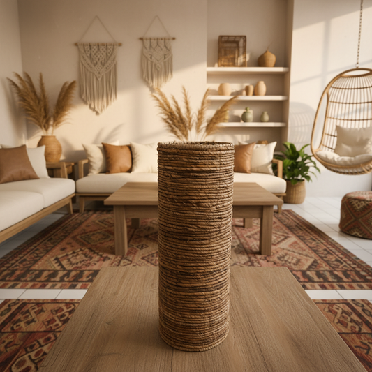 Tall Cylindrical Woven Seagrass Vase Model Alor