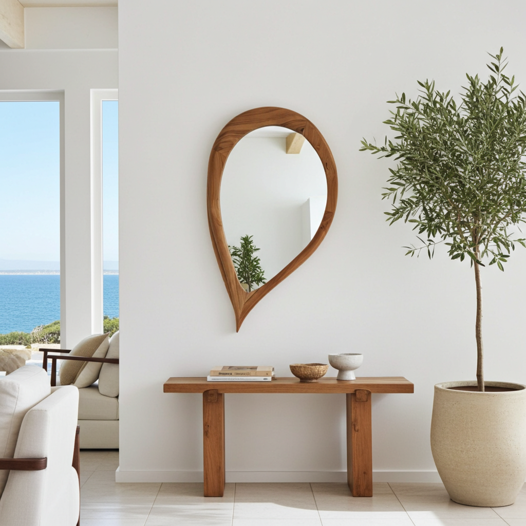 Organic shaped wall mirror. Model Menjatuhkan