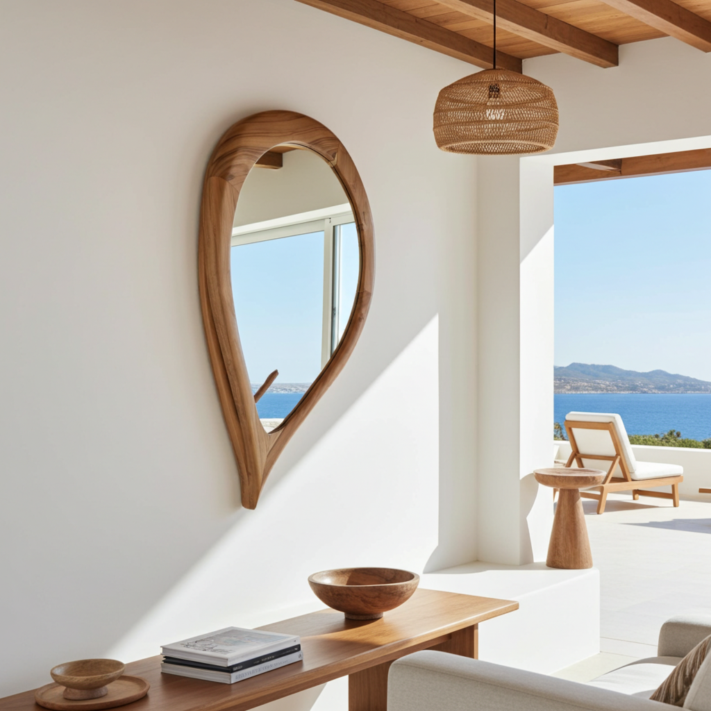 Organic shaped wall mirror. Model Menjatuhkan