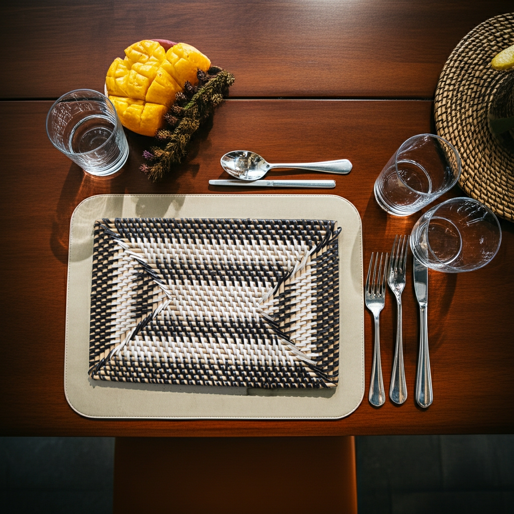 Pequeno individual de rattan feito à mão