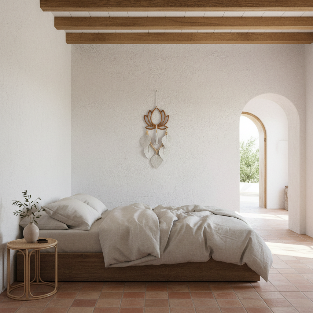 Tapiz de pared Lotus con hojas de macramé Modelo Batam