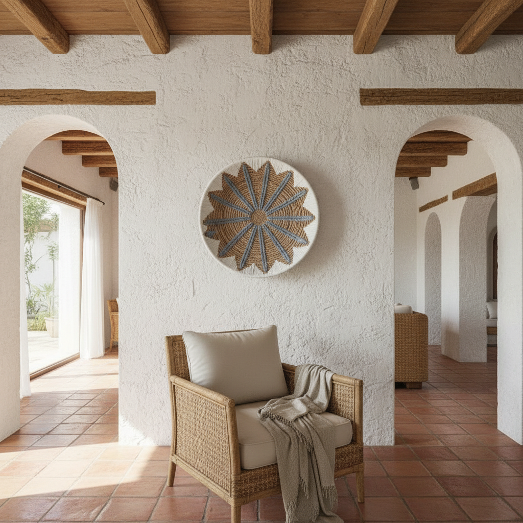 Plato Decorativo de Pared de Hierba Marina Tejida Modelo Kei Besar