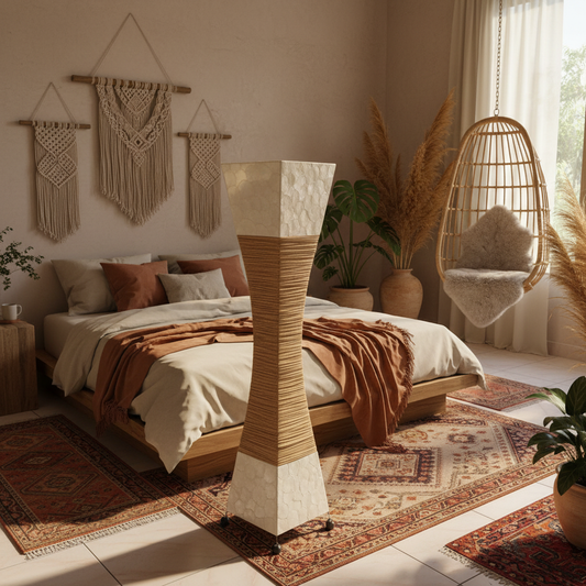 Rattan & Shell Floor Lamp Model Urai