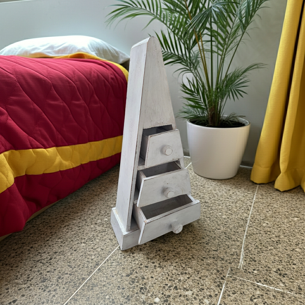 Pyramid shaped cabinet with drawers 50cm