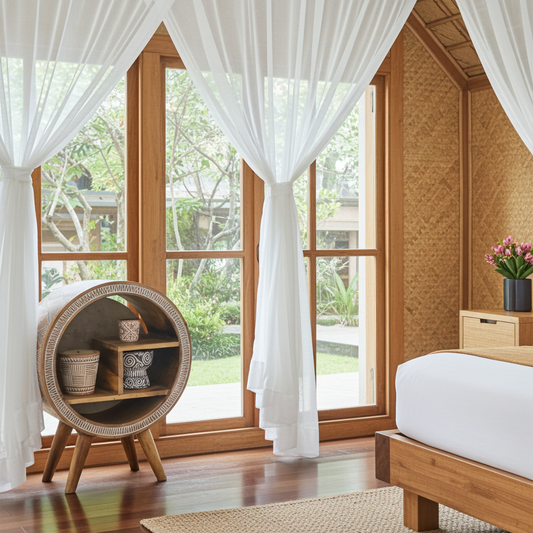 Circle cabinet with handcarving