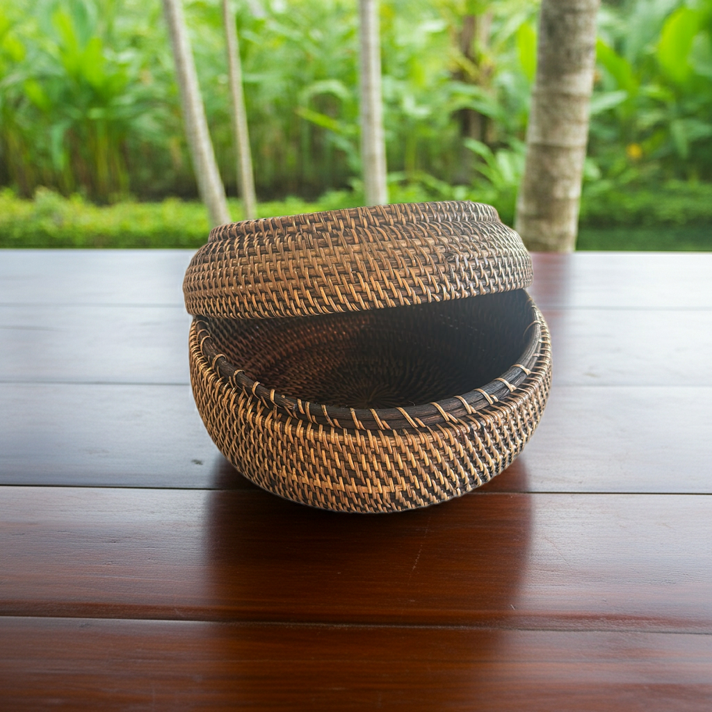 Rattan bowl with lid. Model Bunga