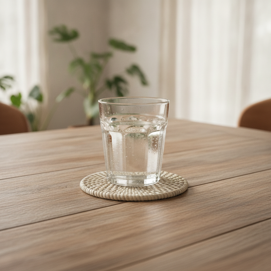 Woven Rattan Coaster Set Holder Model Pef