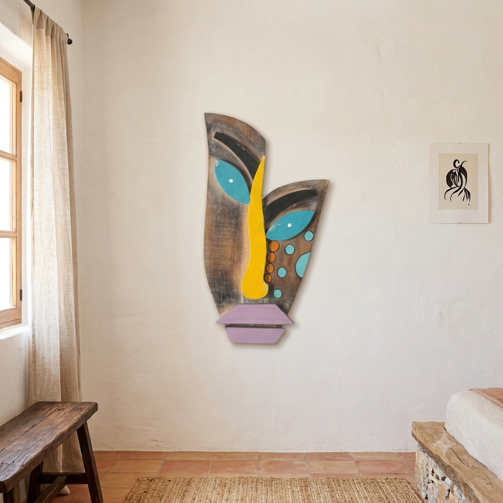 Abstract Tribal Face Wall Mask Model Liang