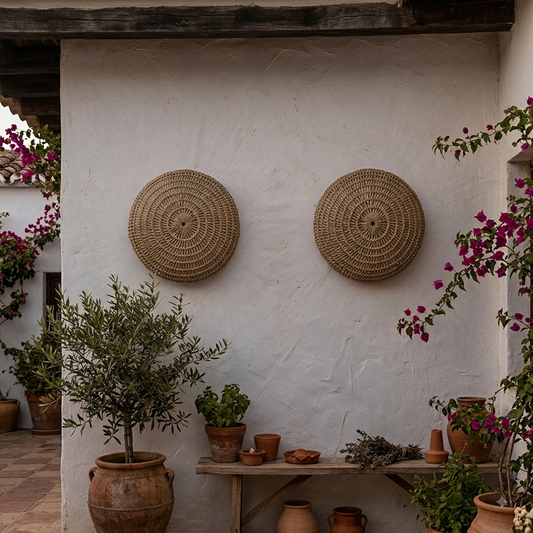 Round Woven Palm Leaf Pendant Light Model Rau