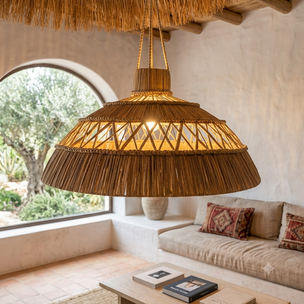 Large Woven Water Hyacinth Pendant Lamp Model Kelapa